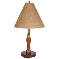 Walnut and Bronze Table Lamp, English, 1930s