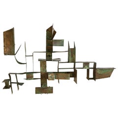 Brutalist Bronze Wall Hanging Sculpture, Germany