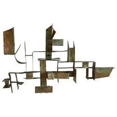 Brutalist Bronze Wall Hanging Sculpture, Germany 7