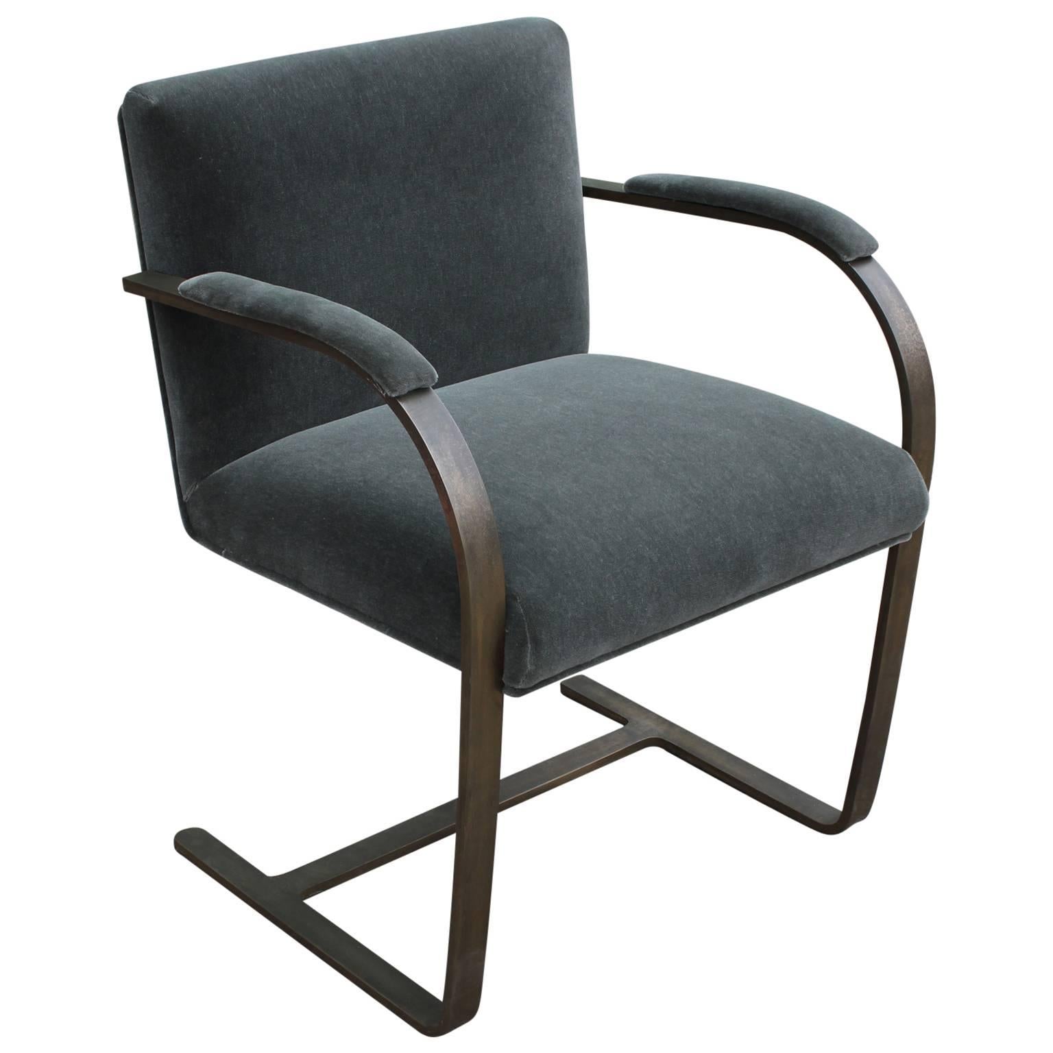 Rare Bronze Flat-Bar Brno Chair by Mies van der Rohe