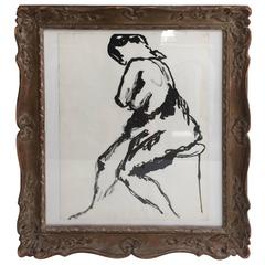 Mid-Century Abstract Black and White Nude Sketching by NY Artist Altman