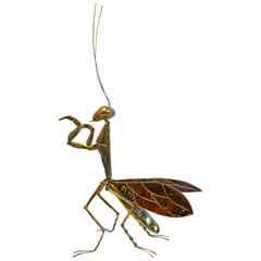 Praying Mantis Brass Sculpture by Jacques Duval Brasseur, 1970s