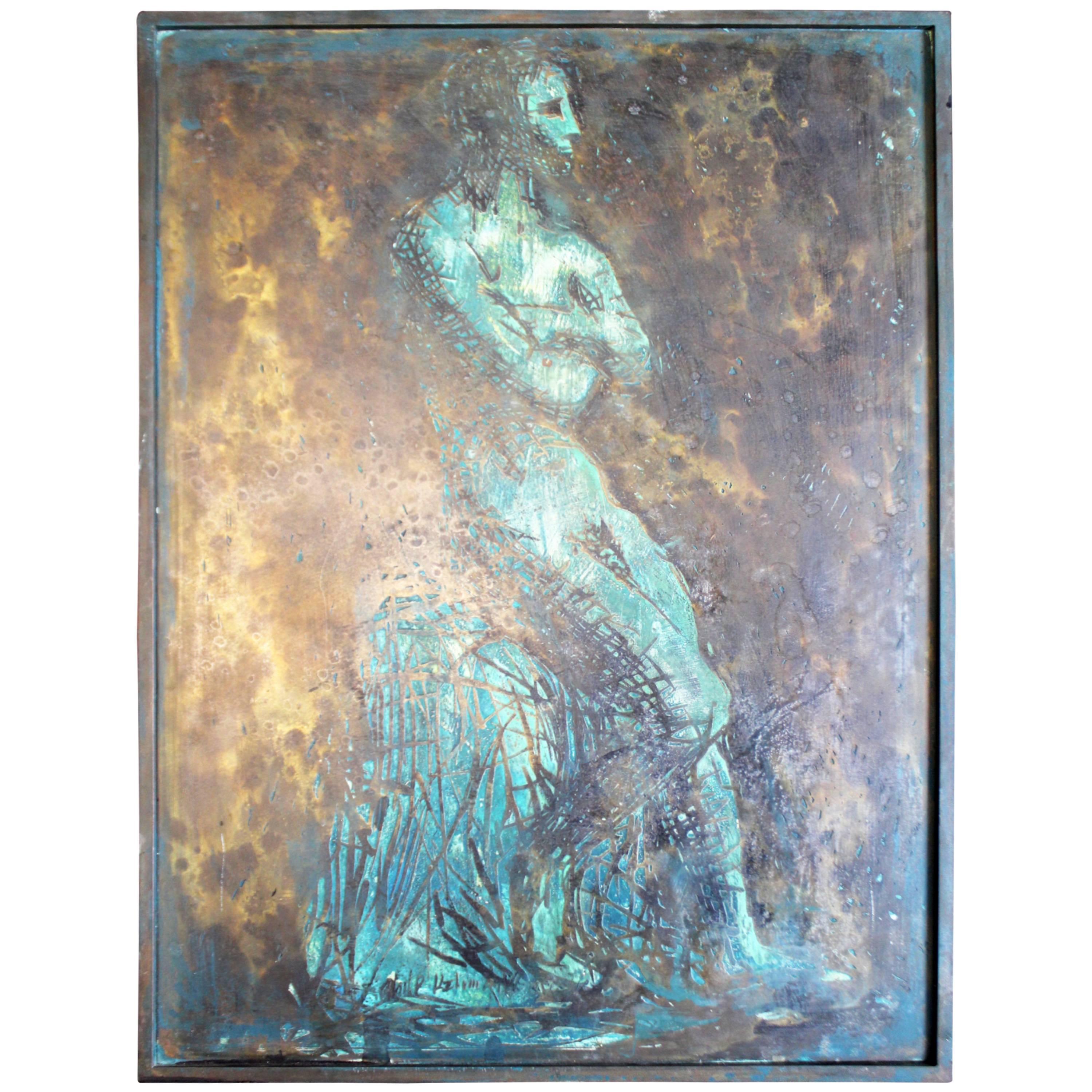 Male Nude Philip and Kelvin LaVerne Bronze and Pewter Wall Plaque