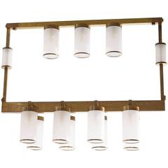 Italian Venetian Chandelier in Murano Glass, with Brass Frame, 1950s