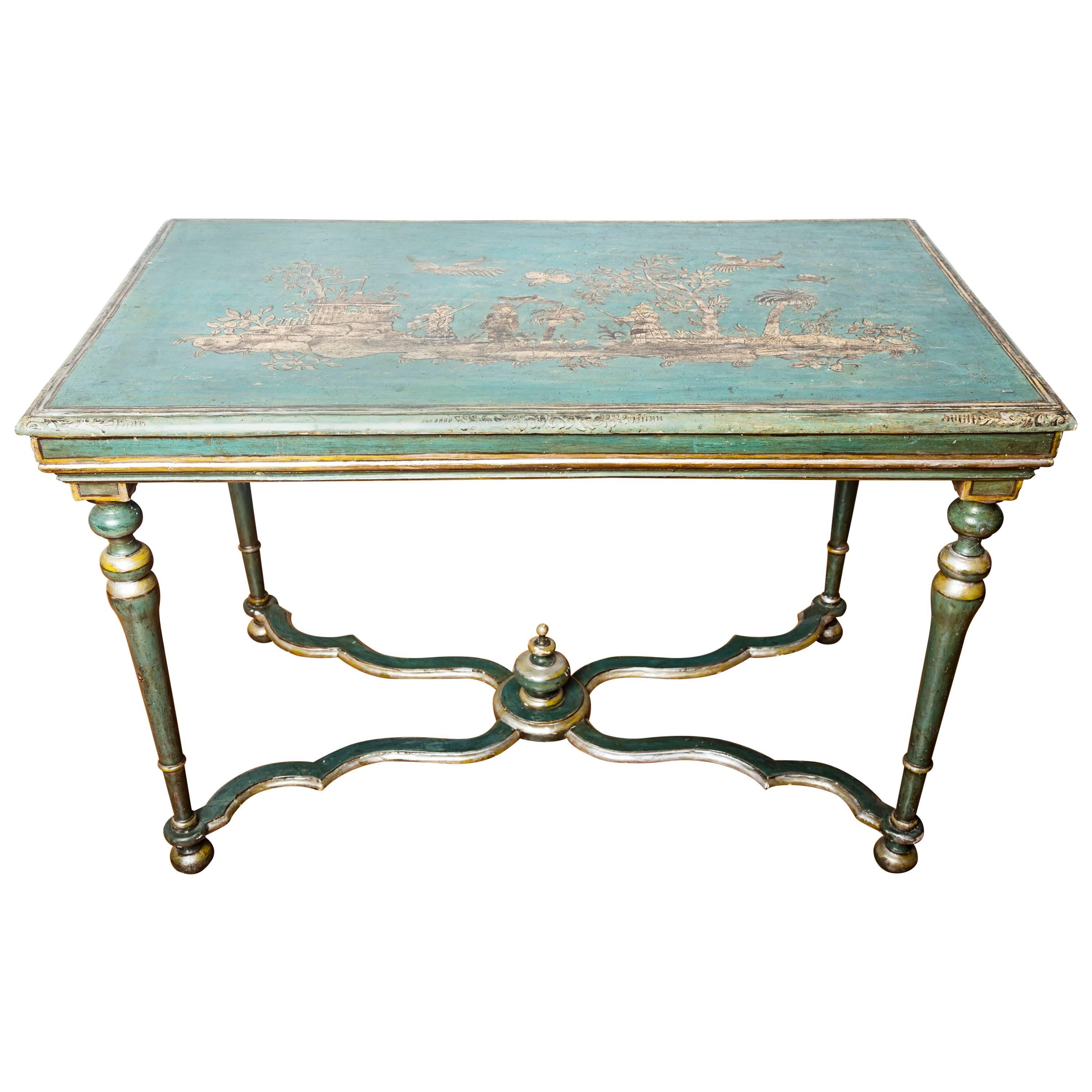 18th Century Italian Polychromed Table with Chinoiseries