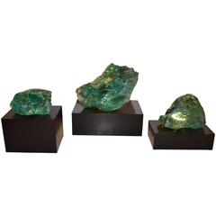 Three Glass Rock Mounted Lamps 10