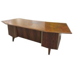 Vintage Mid-Century Rosewood Executive Desk  Att to Adnet exceptional  Sunbeam Desk Top