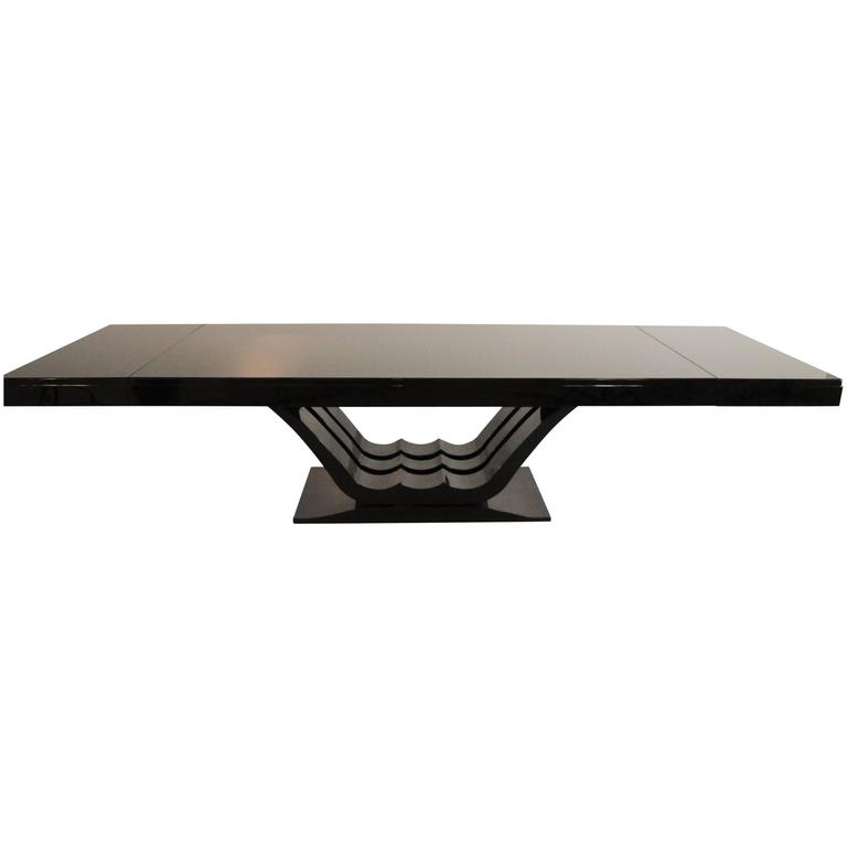 Large Art Deco Dining Table in Highgloss Black at 1stDibs large art