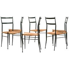 Set of Six Italian "Superleggera" Dining Chairs