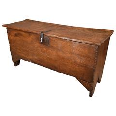 Mid-17th Century Ash and Elm Six Plank Coffer