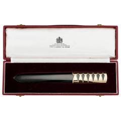 Stunning 20th Century Asprey & Co Gold and Nephrite Letter Opener, circa 1971
