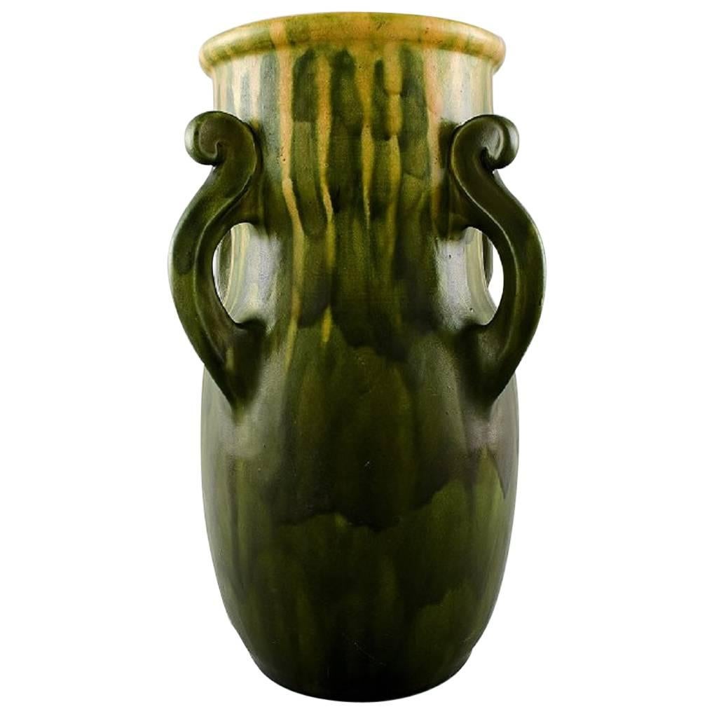 KäHler, Denmark, Glazed Stoneware Vase with Handles, 1920s