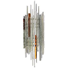 Brutalist Poliarte Iron and Glass Wall Sconce, Italy, 1960s