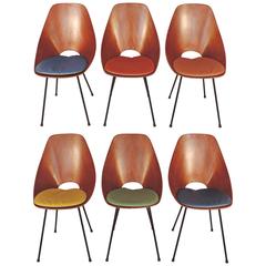 Splendid Set of Six Medea Chairs by Vittorio Nobili with Original Cushions