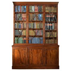 Mahogany Astragal Glazed Three-Door Bookcase