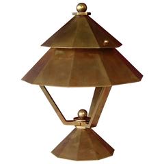 Art Deco Cubist Pagoda Bronze Table Lamp