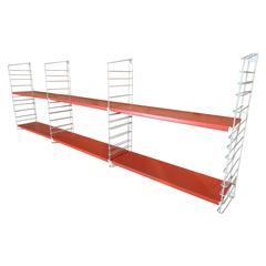 1960s Rare White Laddes Orange Modular Tomado Wall Unit Designed by A. Dekker