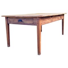 Vintage French Farmhouse Pine Kitchen Table Rustic