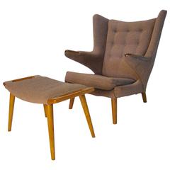 Iconic Papa Bear Chair and Ottoman by Hans Wegner for AP Stolen, Denmark