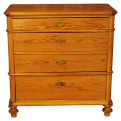 10249 Antique Pine Chest with Brass Hardware, circa 1880