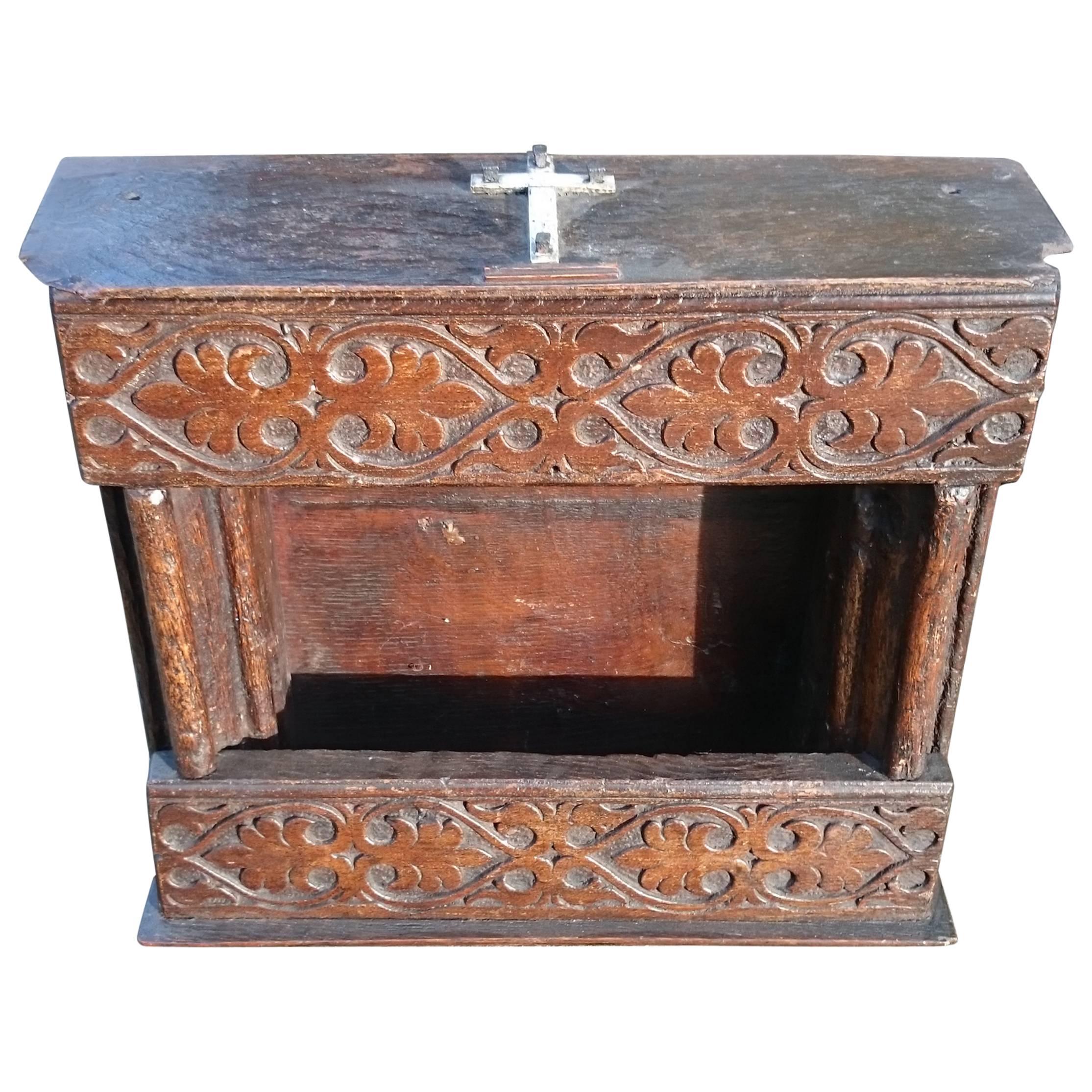 Early Oak Antique Reliquary Box