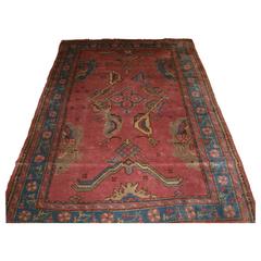 Antique Old Turkish Oushak Rug of Classic Design with Good Soft Pastel Colors circa 1920