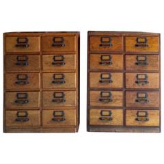 Pair of Antique Oak Haberdashery Chests Multi Drawers, 20th Century