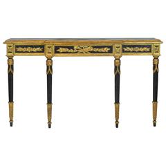Mid-Century Italian Neoclassical Style Ebonized and Parcel-Gilt Console Table