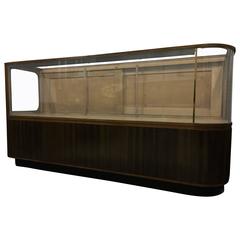 Art Deco Curved Walnut and Glass Display Cabinet or Case