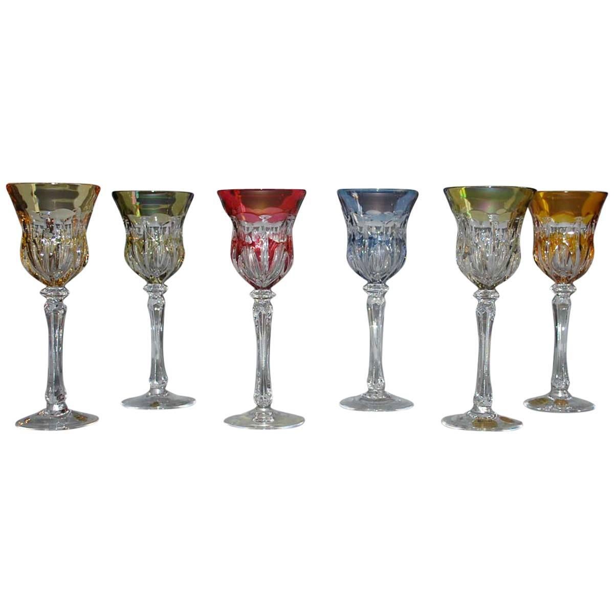 Set of Six Crystal Wine Goblets or Glasses by Lippert
