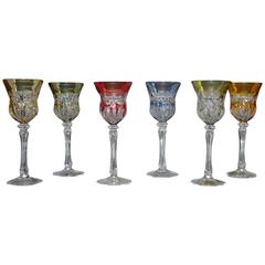 Vintage Set of Six Crystal Wine Goblets or Glasses by Lippert