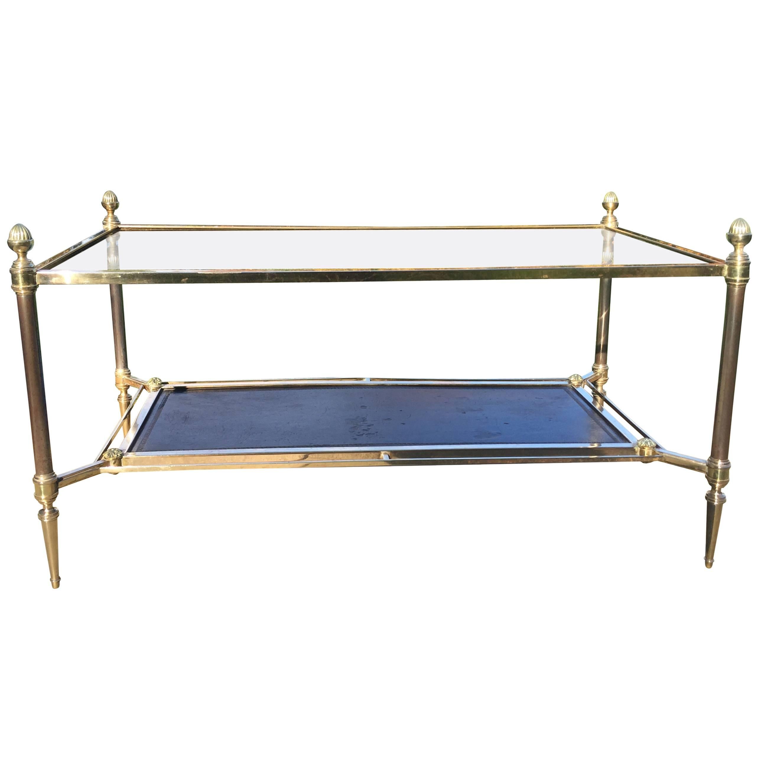 Maison Jansen Neoclassical Glass Top Coffee Table