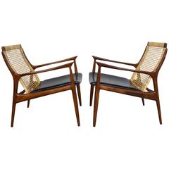 Ib Kofod-Larsen Pair of Caned Back Chairs