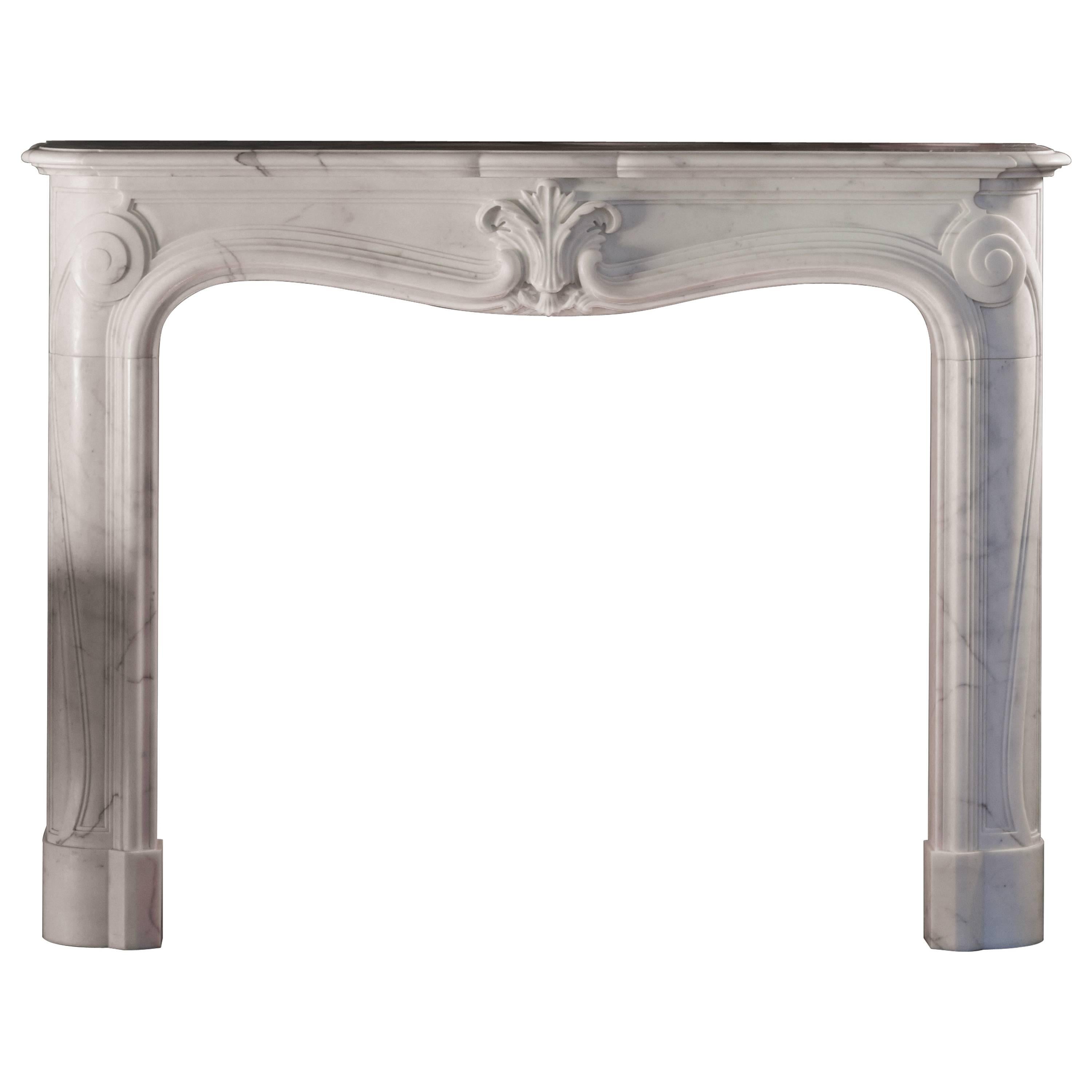18th Century Reproduction Louis XV Mantel in Statuary Marble