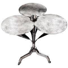 Vintage Early/Mid-Century French Polished Steel Flower Gueridon Table