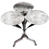 Französischer Blumen-Gueridon-Tisch aus poliertem Stahl, Anfang/Mitte des Jahrhunderts