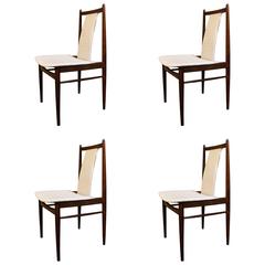 Four High Back Danish Teak Dining Chairs