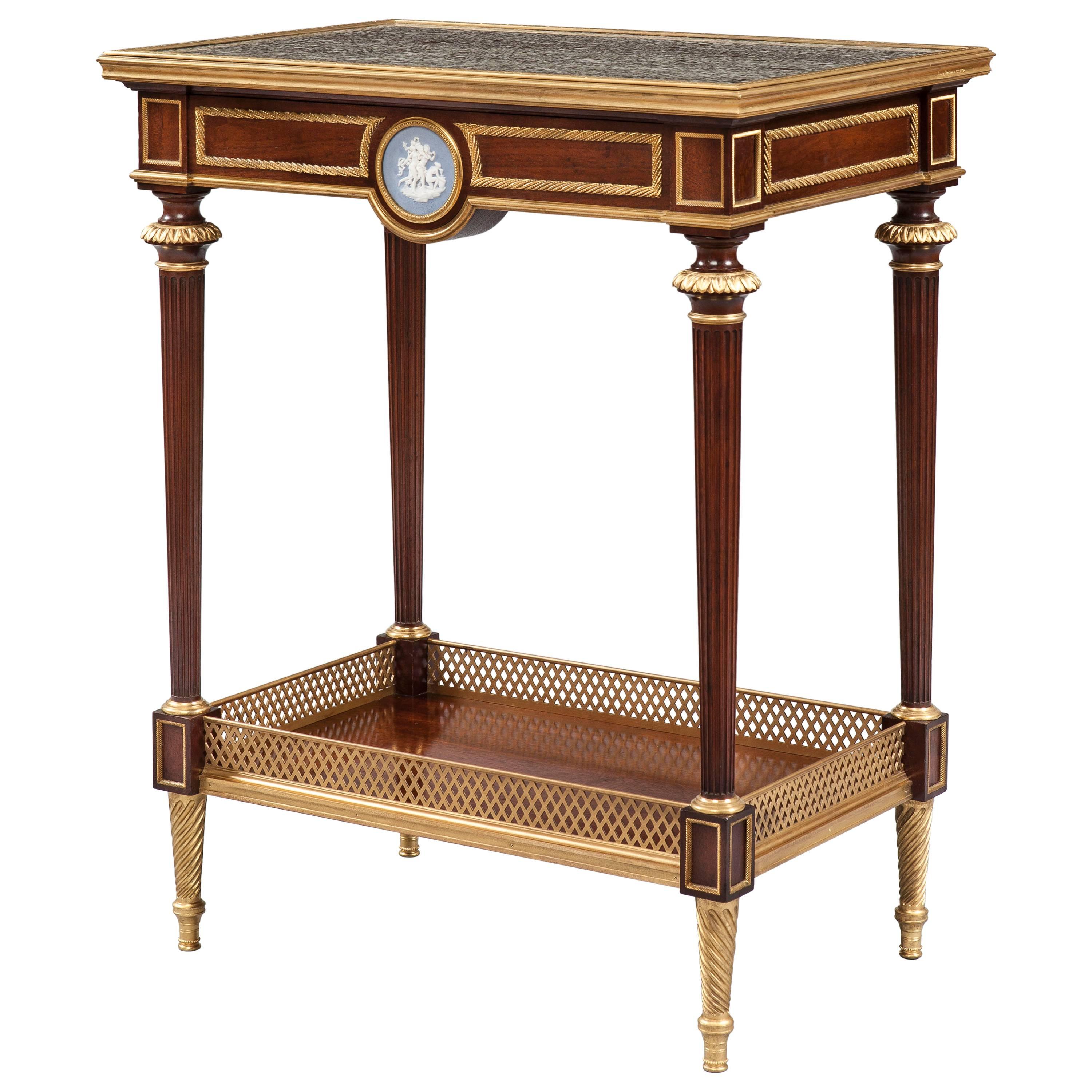French 19th Century Mahogany and Gilt Table with Plaque in the Wedgwood Manner