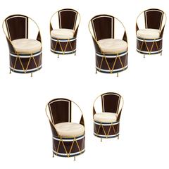 Set of Six French Mid-Century Painted Tole Cafe Chairs 1