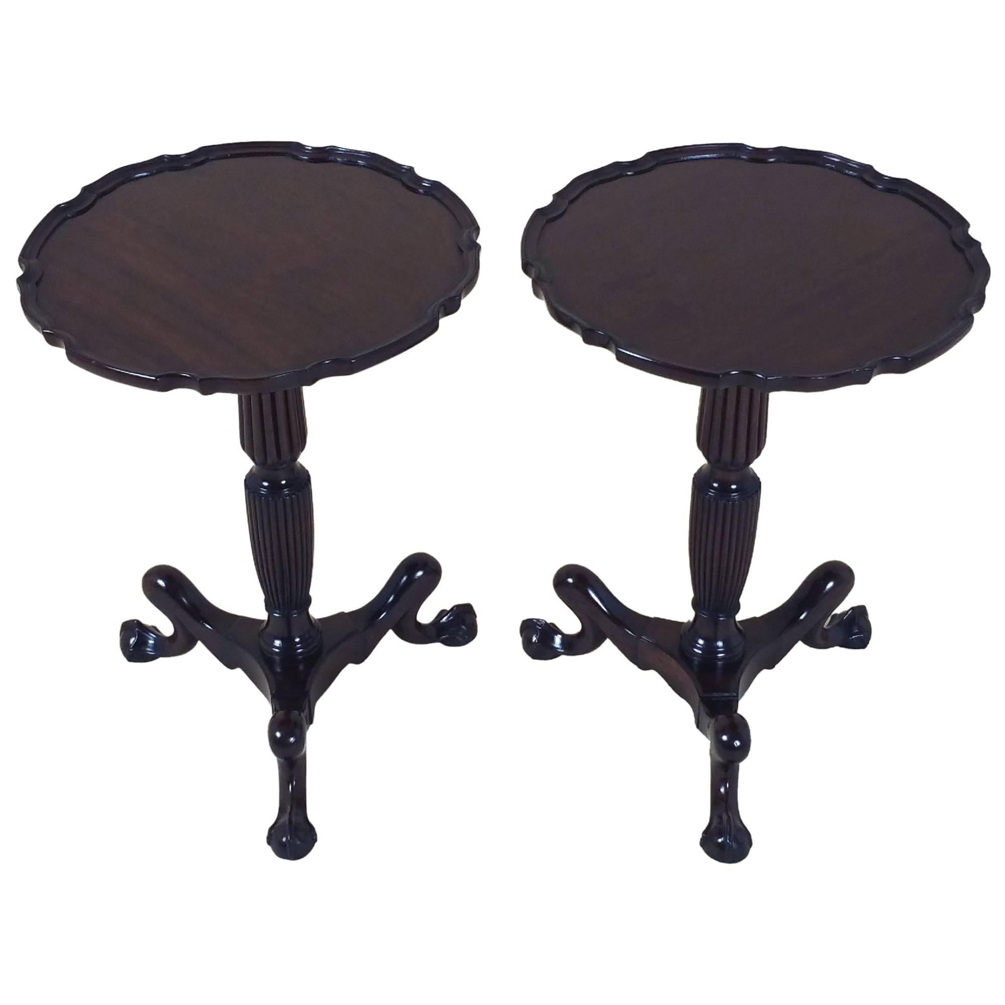 Pair of Edwardian Regency Style Mahogany Pie Crust Lamp Tables