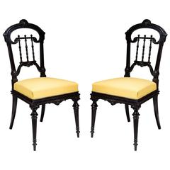 Pair of Solid Ebony Side Chairs 1