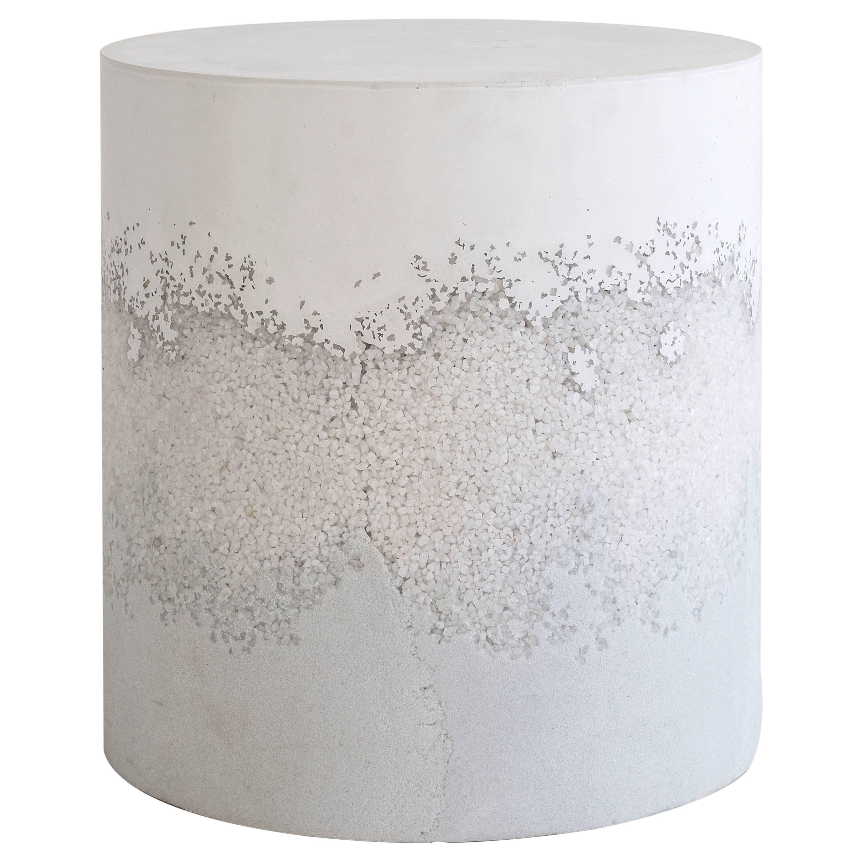White Cement, Crystal Quartz and Powdered Glass Drum by Fernando Mastrangelo For Sale