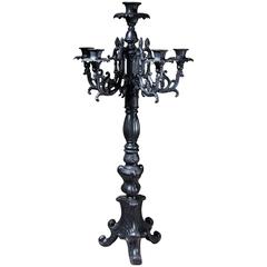 North European Floor Standing Black Cast Iron Candelabrum 6