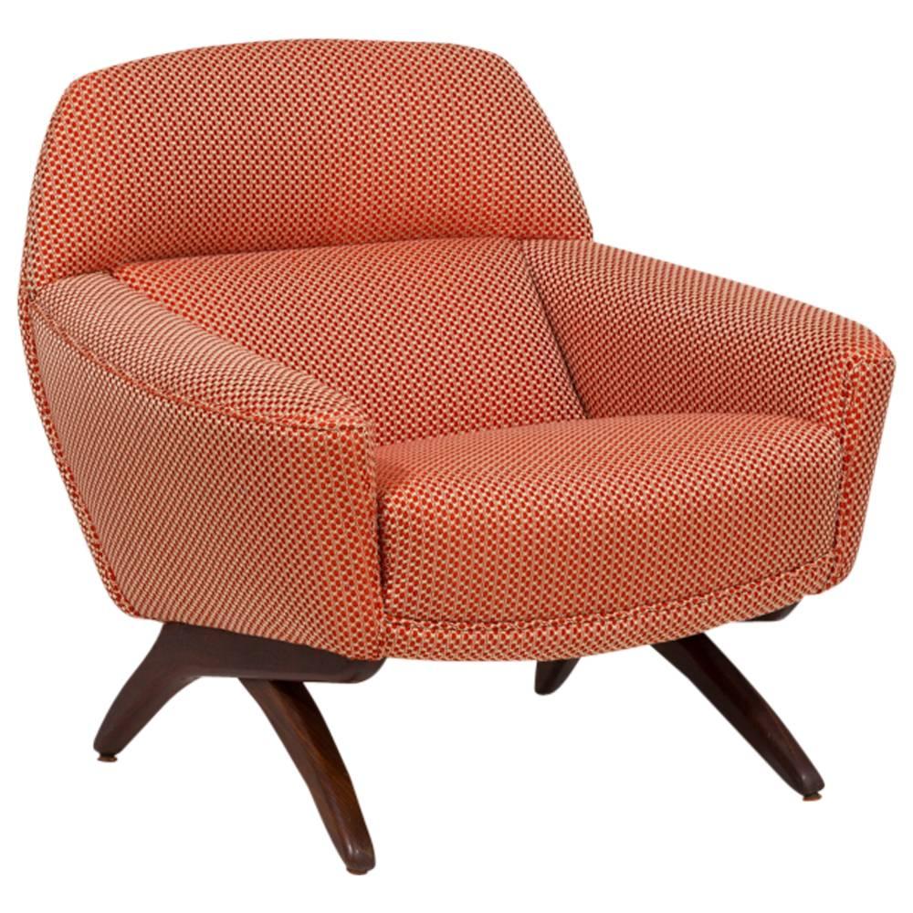 Danish Leif Hansen Attributed Upholstered Armchair, 1950s For Sale