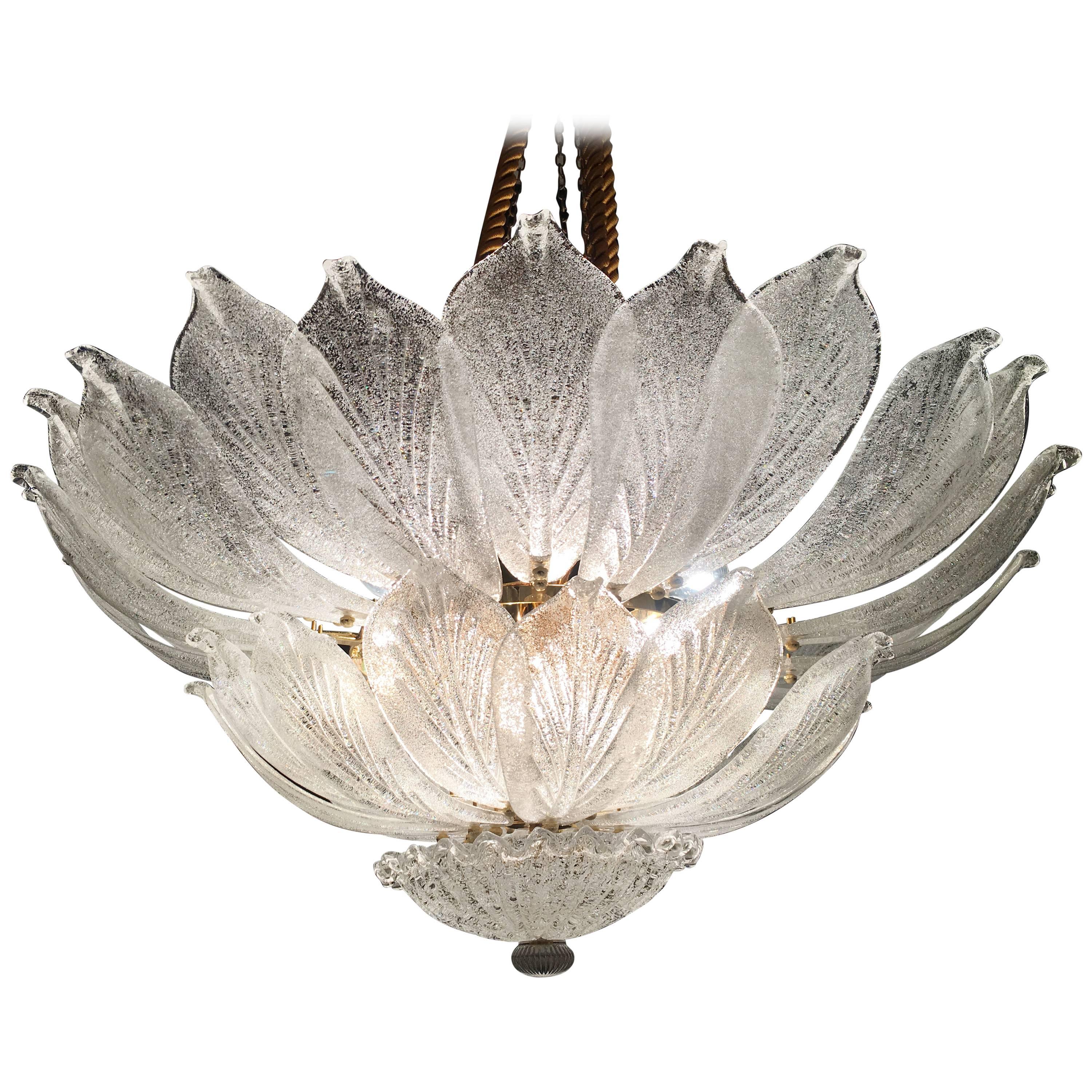Large Murano leave  Chandelier,  1990s