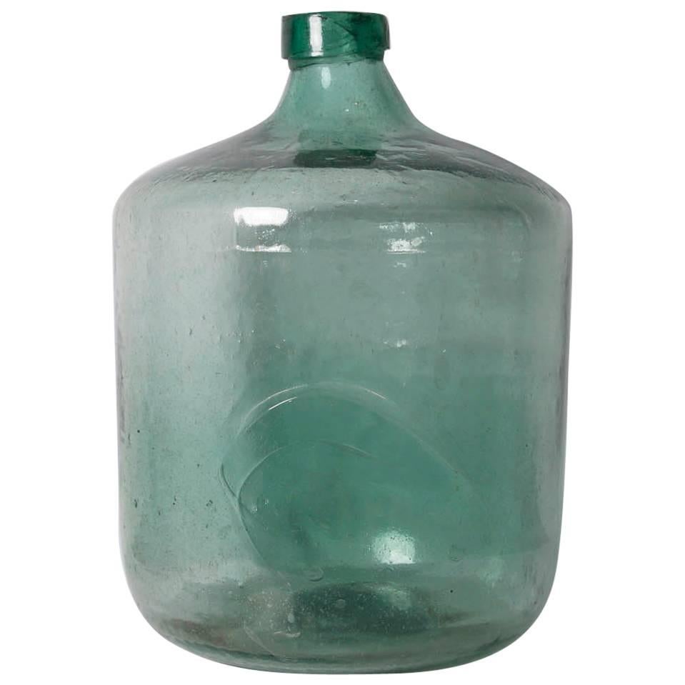 20th Century Green Handblow Glass Bottle/Demijohn from Oaxaca, Mexico