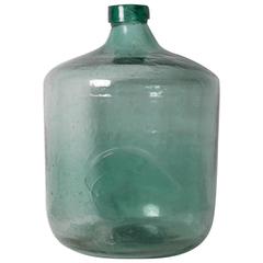 Retro 20th Century Green Handblow Glass Bottle/Demijohn from Oaxaca, Mexico