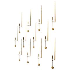 Pierre Forsell Set of 12 Candleholders in Brass for Skultuna