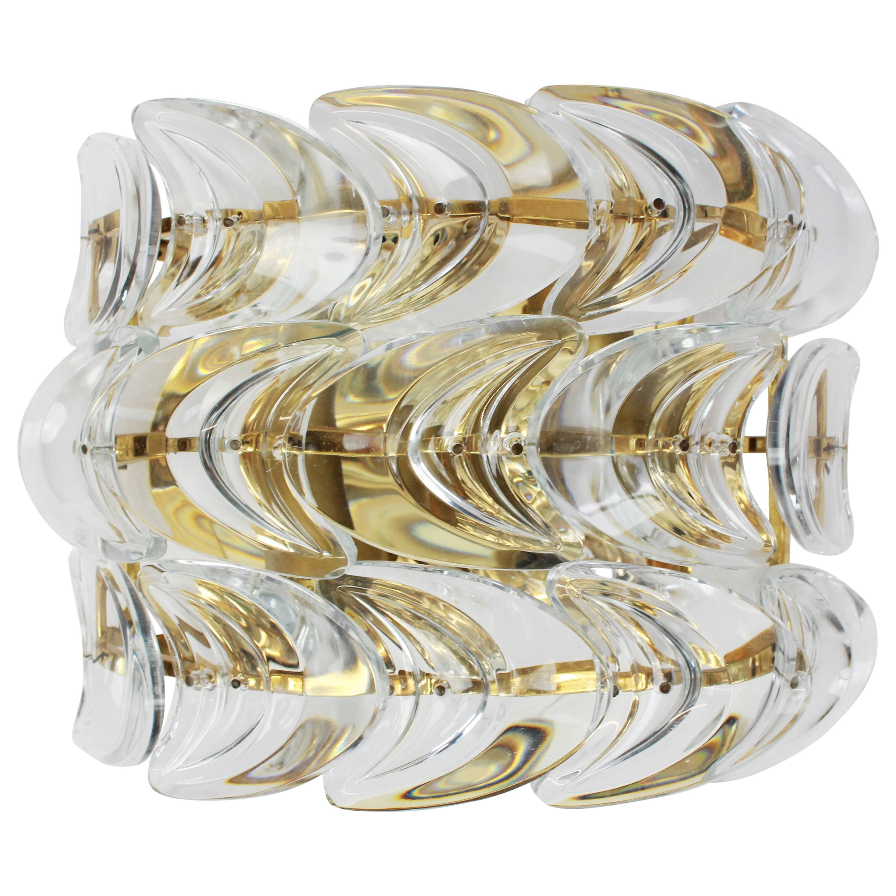 Mid-Century Gold Crystal Glass Wall Sconce by Palwa, Germany, 1970s