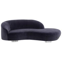 Vladimir Kagan Designed Velvet Upholstered Sofa, 1980s